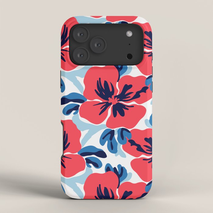 Tropical hibiscus summer flower art pattern iPhone Case Gallery Image 4