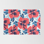 Tropical hibiscus summer flower art pattern Rug Gallery Image 2
