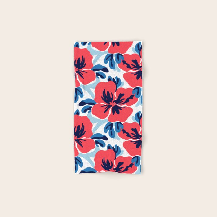 Tropical hibiscus summer flower art pattern Bath Towel Gallery Image 1