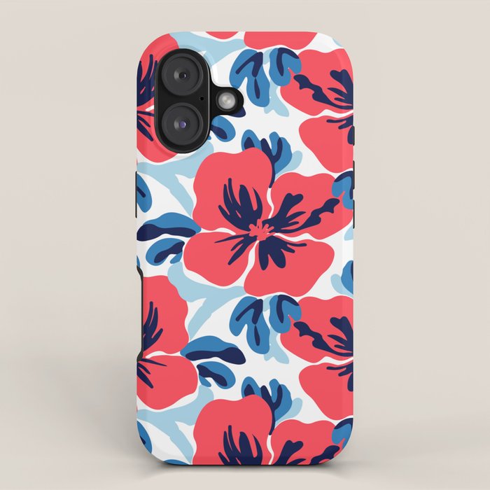 Tropical hibiscus summer flower art pattern iPhone Case Gallery Image 1
