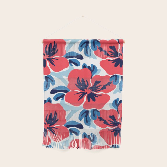 Tropical hibiscus summer flower art pattern Wall Hanging Gallery Image 1