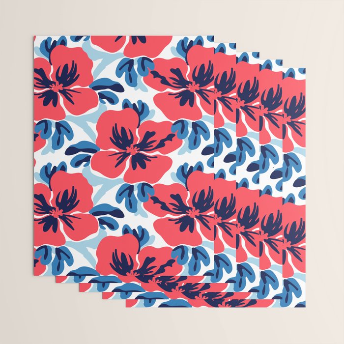 Tropical hibiscus summer flower art pattern Wrapping Paper Gallery Image 3