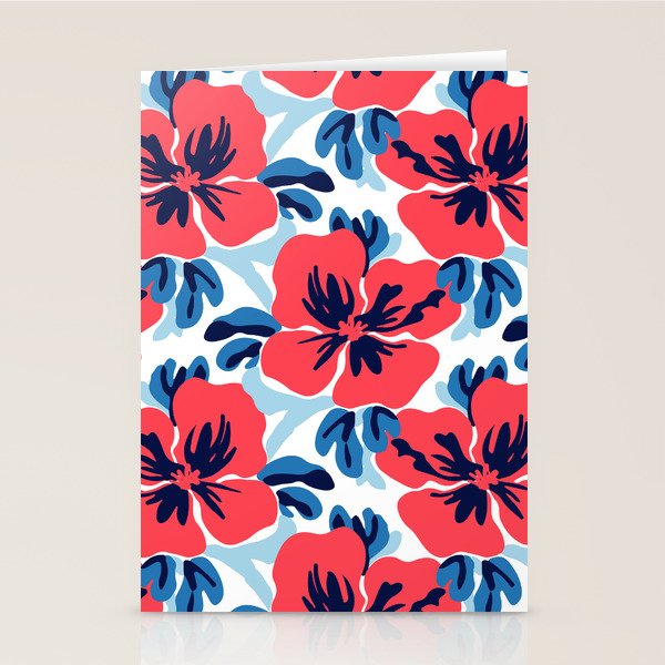 Tropical hibiscus summer flower art pattern Stationery Card Gallery Image 2