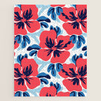 Tropical hibiscus summer flower art pattern Jigsaw Puzzle Gallery Image 1