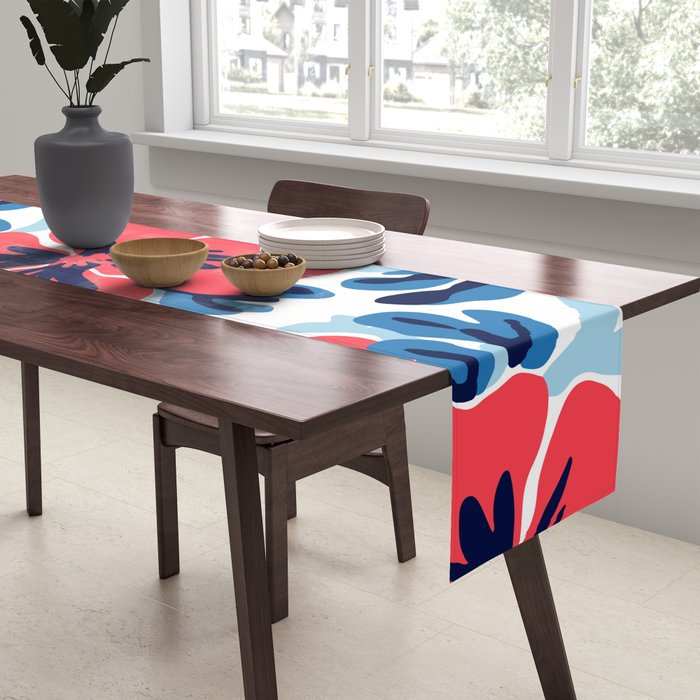 Tropical hibiscus summer flower art pattern Table Runner Gallery Image 2