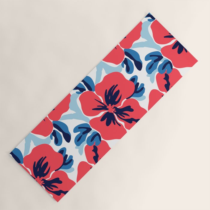 Tropical hibiscus summer flower art pattern Yoga Mat Gallery Image 1