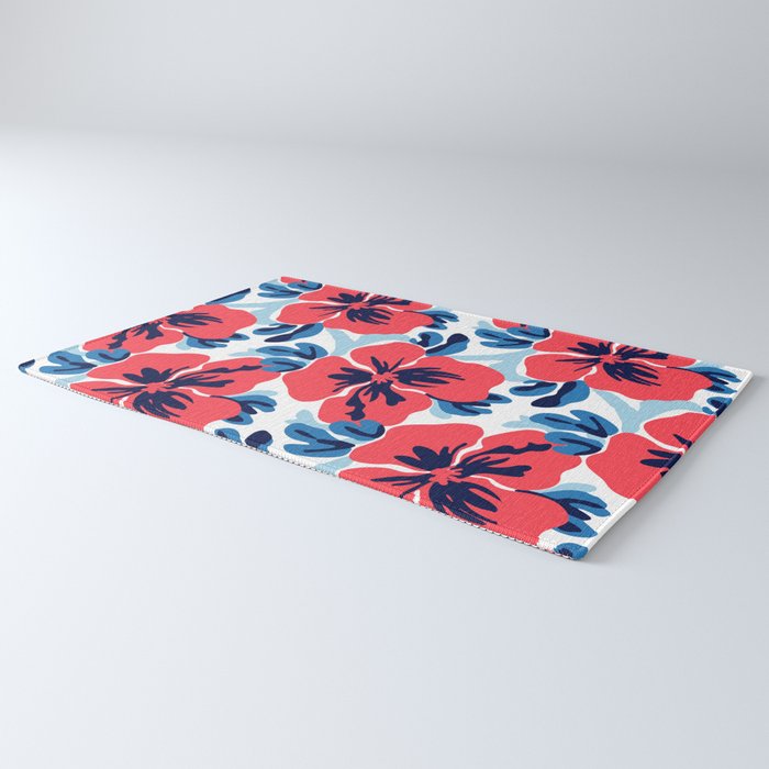 Tropical hibiscus summer flower art pattern Rug Gallery Image 3