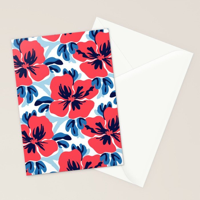 Tropical hibiscus summer flower art pattern Stationery Card Gallery Image 2