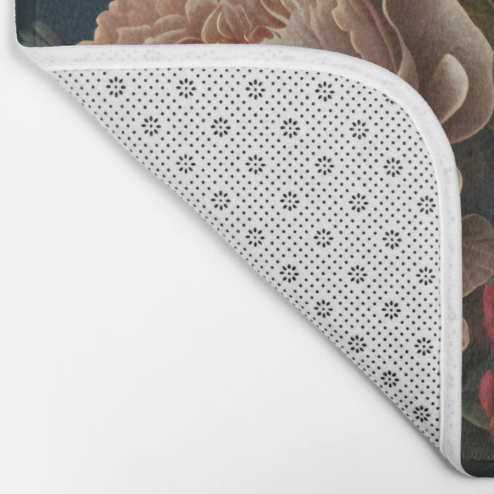 Vintage Bird and Dark Floral Print Bath Mat Gallery Image 2