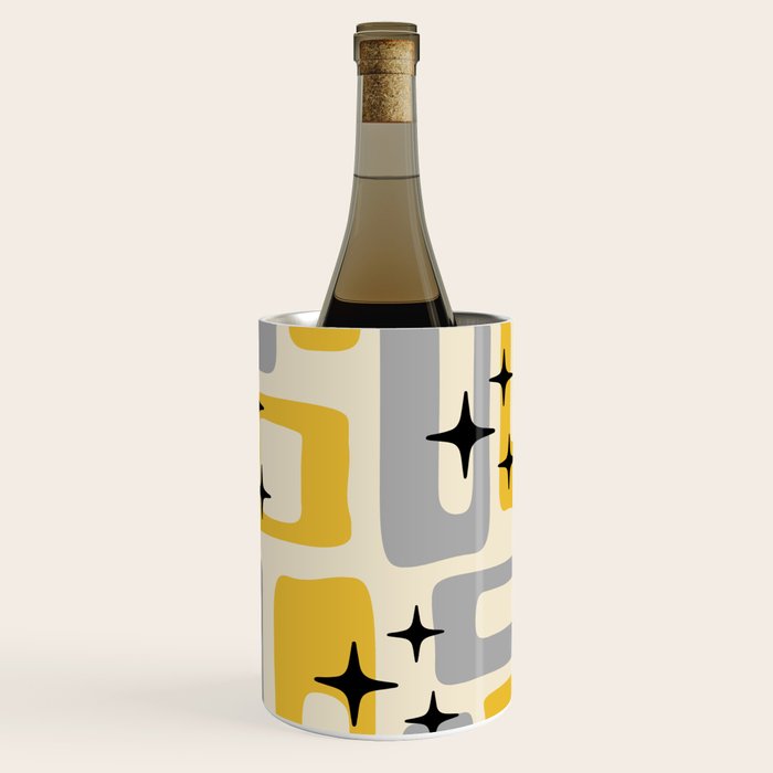 Retro Mid Century Modern Abstract Pattern 226 Yellow and Gray Wine Chiller Gallery Image 1