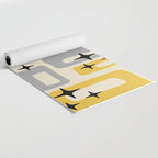 Retro Mid Century Modern Abstract Pattern 226 Yellow and Gray Yoga Mat Gallery Image 2