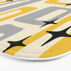 Retro Mid Century Modern Abstract Pattern 226 Yellow and Gray Bath Mat Gallery Image 3