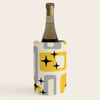 Retro Mid Century Modern Abstract Pattern 226 Yellow and Gray Wine Chiller Gallery Image 2