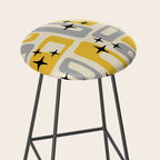 Retro Mid Century Modern Abstract Pattern 226 Yellow and Gray Stool Gallery Image 2
