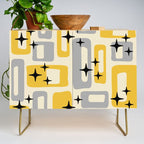 Retro Mid Century Modern Abstract Pattern 226 Yellow and Gray Credenza Gallery Image 1