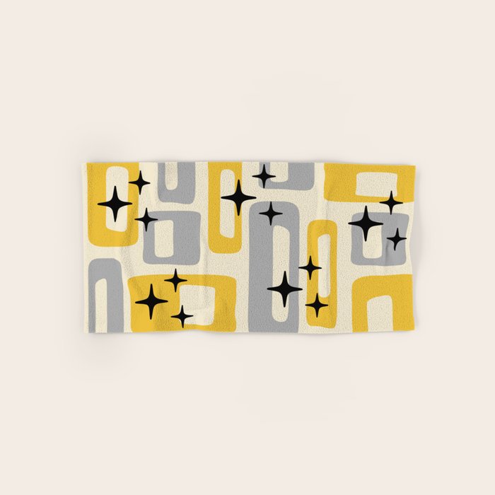 Retro Mid Century Modern Abstract Pattern 226 Yellow and Gray Towels Gallery Image 1