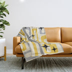 Retro Mid Century Modern Abstract Pattern 226 Yellow and Gray Throw Blanket Gallery Image 1