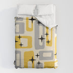 Retro Mid Century Modern Abstract Pattern 226 Yellow and Gray Duvet Cover Gallery Image 6