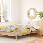 Retro Mid Century Modern Abstract Pattern 226 Yellow and Gray Duvet Cover Gallery Image 2
