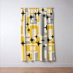Retro Mid Century Modern Abstract Pattern 226 Yellow and Gray Window Curtain Gallery Image 3