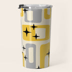 Retro Mid Century Modern Abstract Pattern 226 Yellow and Gray Travel Mug Gallery Image 3