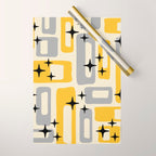 Retro Mid Century Modern Abstract Pattern 226 Yellow and Gray Wrapping Paper Gallery Image 1