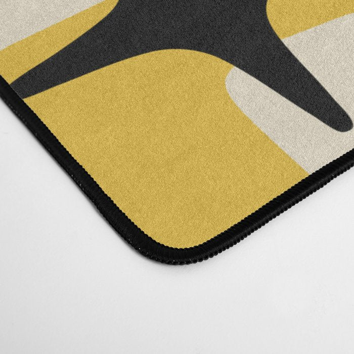 Retro Mid Century Modern Abstract Pattern 226 Yellow and Gray Desk Mat Gallery Image 4