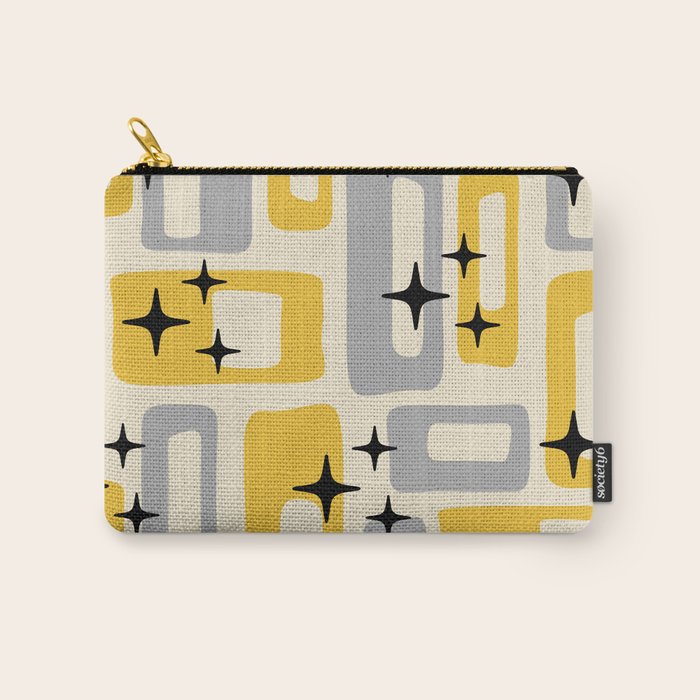 Retro Mid Century Modern Abstract Pattern 226 Yellow and Gray Carry All Pouch Gallery Image 1