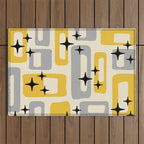Retro Mid Century Modern Abstract Pattern 226 Yellow and Gray Outdoor Rug Gallery Image 1