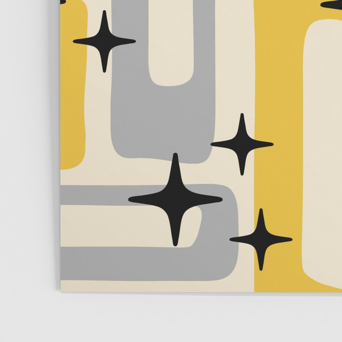 Retro Mid Century Modern Abstract Pattern 226 Yellow and Gray Poster Gallery Image 3