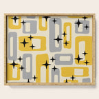 Retro Mid Century Modern Abstract Pattern 226 Yellow and Gray Serving Tray Gallery Image 1