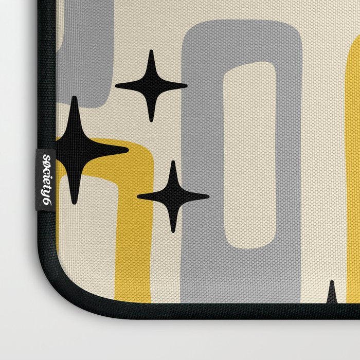 Retro Mid Century Modern Abstract Pattern 226 Yellow and Gray Laptop Sleeve Gallery Image 3