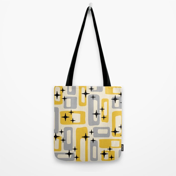 Retro Mid Century Modern Abstract Pattern 226 Yellow and Gray Tote Bag Gallery Image 2