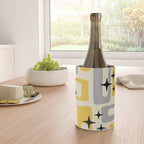 Retro Mid Century Modern Abstract Pattern 226 Yellow and Gray Wine Chiller Gallery Image 4