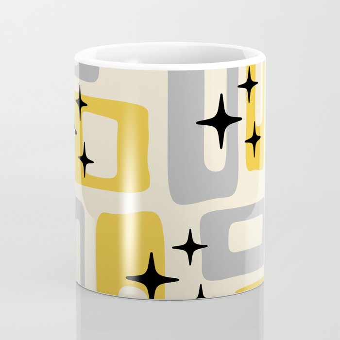 Retro Mid Century Modern Abstract Pattern 226 Yellow and Gray Coffee Mug Gallery Image 4