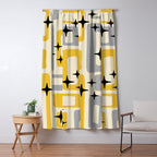 Retro Mid Century Modern Abstract Pattern 226 Yellow and Gray Window Curtain Gallery Image 5