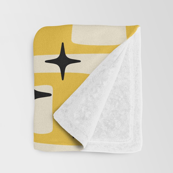 Retro Mid Century Modern Abstract Pattern 226 Yellow and Gray Throw Blanket Gallery Image 3