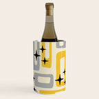 Retro Mid Century Modern Abstract Pattern 226 Yellow and Gray Wine Chiller Gallery Image 3