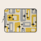 Retro Mid Century Modern Abstract Pattern 226 Yellow and Gray Laptop Sleeve Gallery Image 1