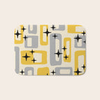 Retro Mid Century Modern Abstract Pattern 226 Yellow and Gray Bath Mat Gallery Image 1