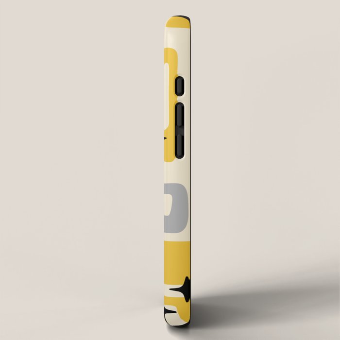 Retro Mid Century Modern Abstract Pattern 226 Yellow and Gray iPhone Case Gallery Image 2