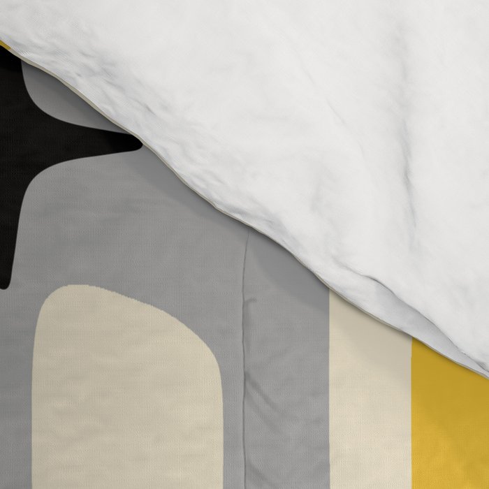 Retro Mid Century Modern Abstract Pattern 226 Yellow and Gray Comforter Gallery Image 4