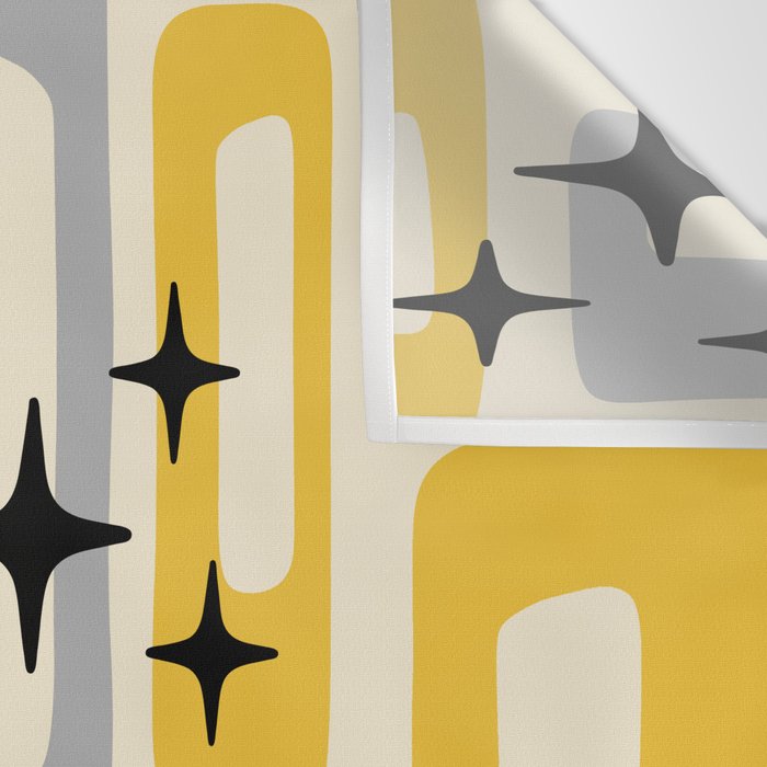 Retro Mid Century Modern Abstract Pattern 226 Yellow and Gray Wall Tapestry Gallery Image 3