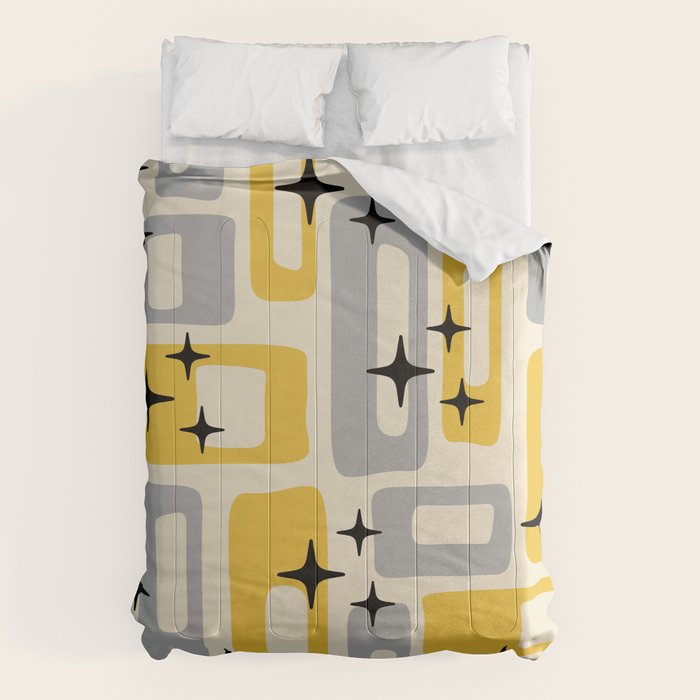 Retro Mid Century Modern Abstract Pattern 226 Yellow and Gray Comforter Gallery Image 6