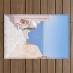 Santorini Greece Mamma Mia Pink Street Outdoor Rug Gallery Image 1