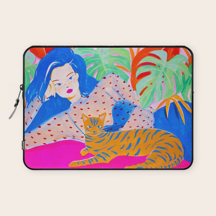 Relaxing with Cat Laptop Sleeve Gallery Image 1