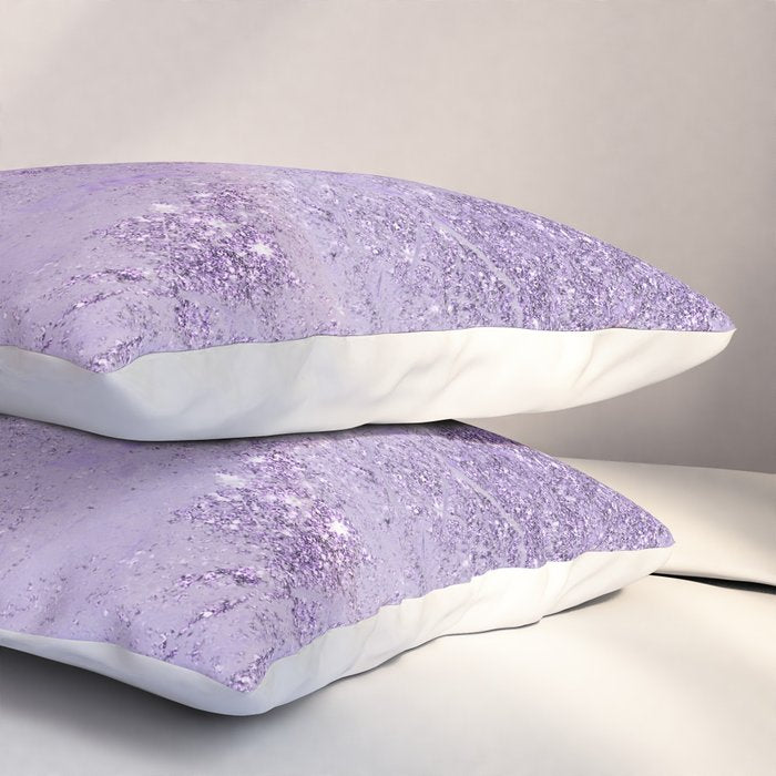 Modern elegant lavender lilac glitter marble Pillow Sham Gallery Image 3