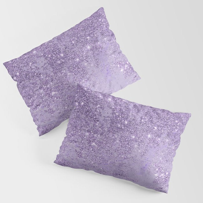 Modern elegant lavender lilac glitter marble Pillow Sham Gallery Image 3