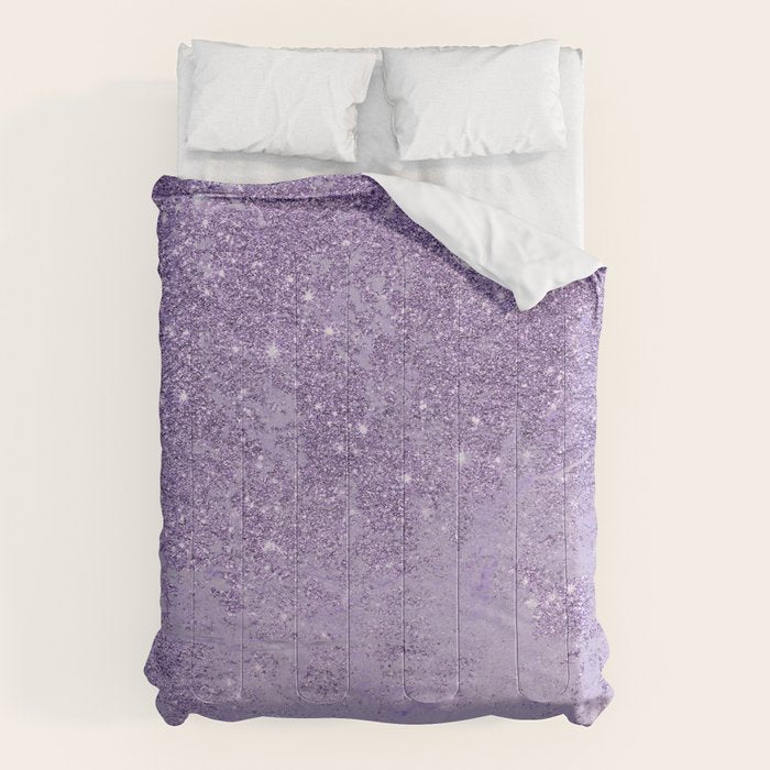 Modern elegant lavender lilac glitter marble Comforter Gallery Image 6