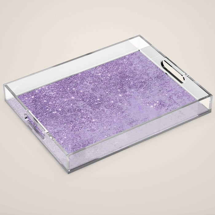 Modern elegant lavender lilac glitter marble Acrylic Tray Gallery Image 1